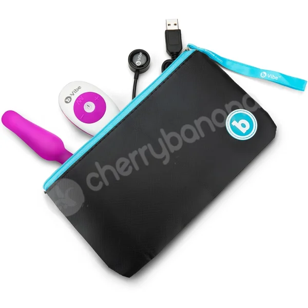 B-Vibe Novice Plug Purple 4" Vibrating R/C Butt Plug With Travel Case