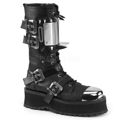 2 3 4 inches PF Lace Up Mid Calf Boot W Metal Toe Cap Side Zip