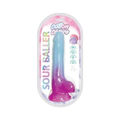 Realistic Dildos Cotton Candy Sour Baller 7 In Silicone Dildo Aqua purple
