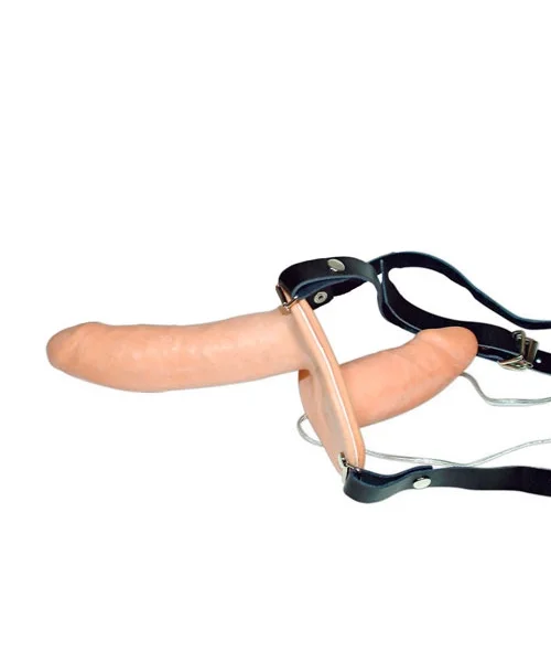 Vibrating Flesh Strap On Duo Vibrating Dongs - 4 x AA