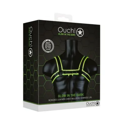 Ouch Glow Chest Bulldog Harness Glow In The Dark Green L xl