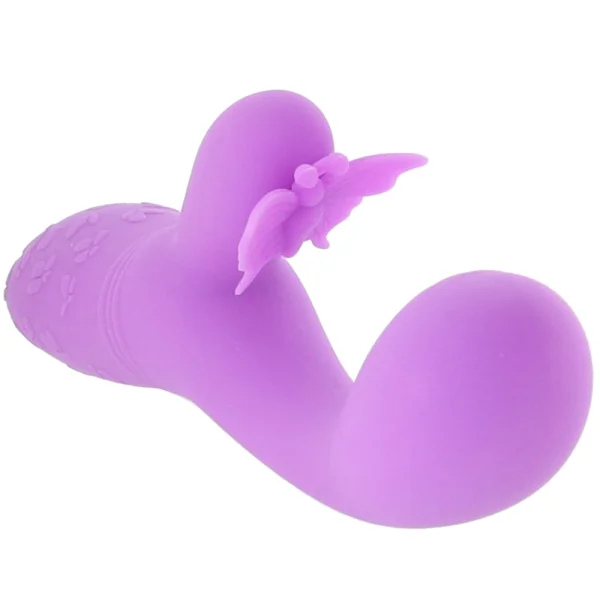 Rechargeable Butterfly Kiss Silicone Flutter Dual Stimulation Vibrator By CalExotics - Purple