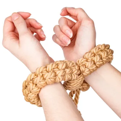 Bondara Shibari Rope Bondage Pre Tied Wrist Cuffs To Leash