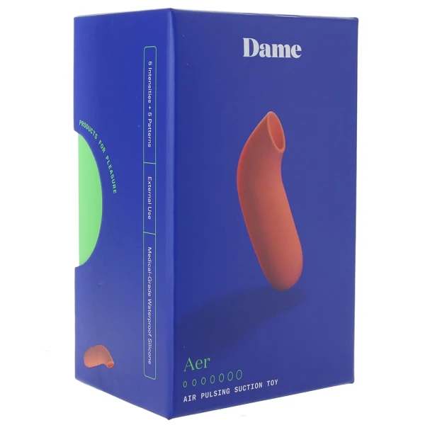 AER Silicone Rechargeable Waterproof Pressure Wave Suction Toy By Dame - Papaya