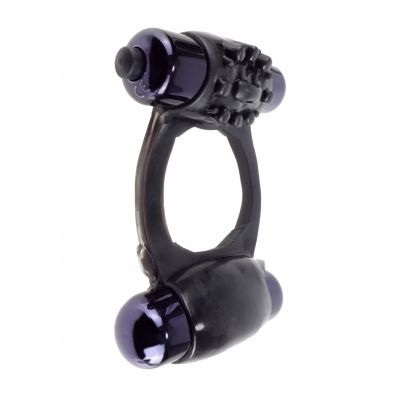 Duo Vibrating Super Ring Black Vibrating Penis Ring