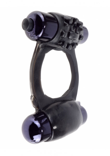 Duo-Vibrating Super Ring - Black - Vibrating Penis Ring