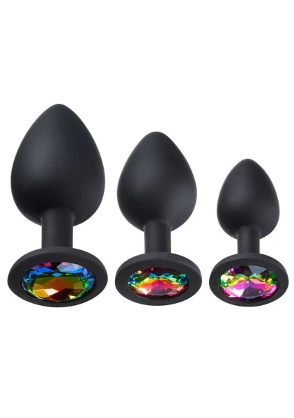 Cloud 9 Novelties Gems Silicone Anal Plug - Includes Small, Med & Large Size