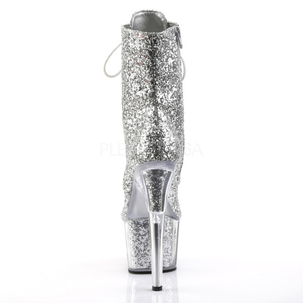 7 inches Heel, 2 3/4 inches PF Lace-Up Glitter Ankle Boot, Side Zip — image 4 of 4