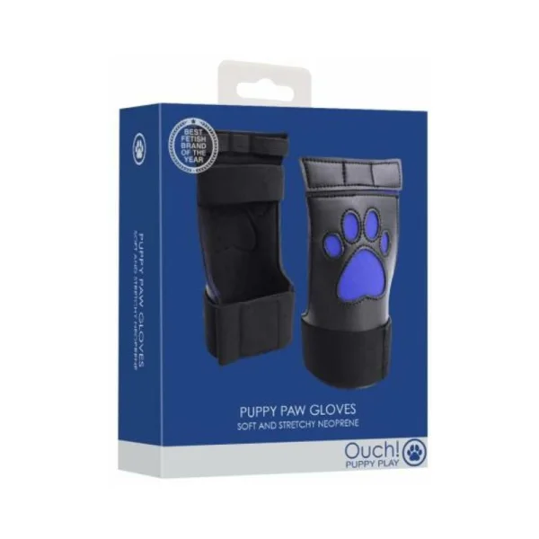 Puppy Play Neoprene Puppy Paw Gloves Blue