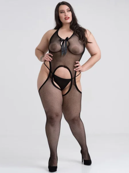 Lovehoney Plus Size Black Open-Back Fishnet Crotchless Bodystocking