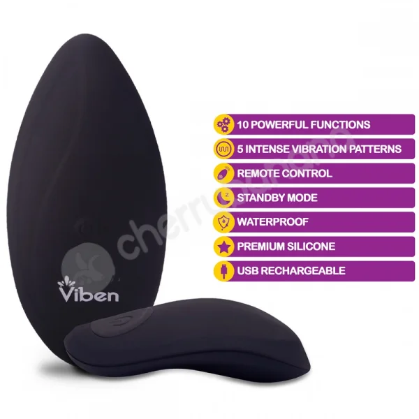 Viben Racy Black 10 Function Remote Panty Vibrating Stimulator