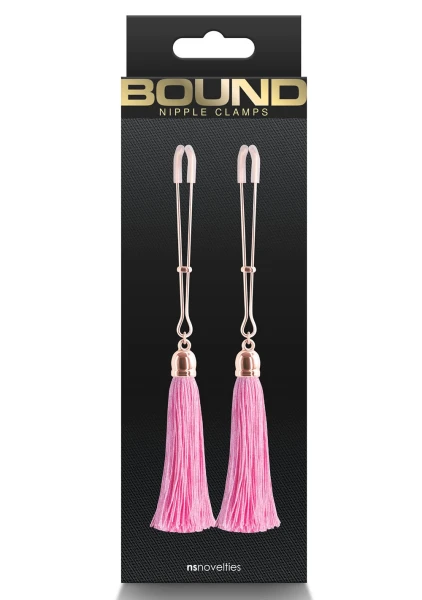 Bound Adjustable T1 Tassel Nipple Clamps by NS Novelties - Rose Gold & Pink