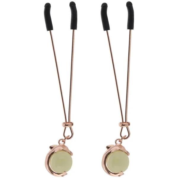 Bound Adjustable G1 Glow In The Dark Nipple Clamps by NS Novelties - Rose Gold