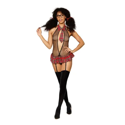 School Girl Fantasy One Size Black red