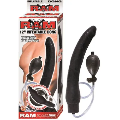 Nass Toys Ram Inflatable Dildo 12 Inch Black 12 Inch