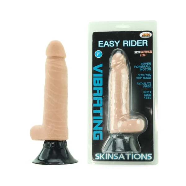 Skinsations Easy Rider 7in Vibrating Beige Dildo