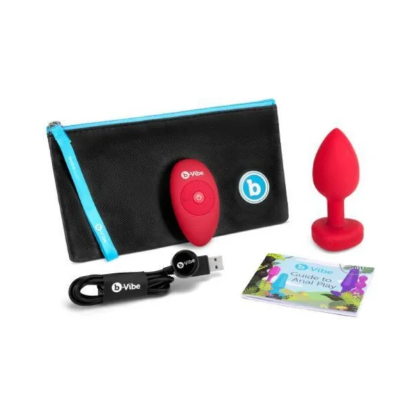 Butt Plugs: B-vibe Vibrating Heart Rechargeable Remote-controlled Anal Plug With Heart-shaped Jewel Base M/l Red