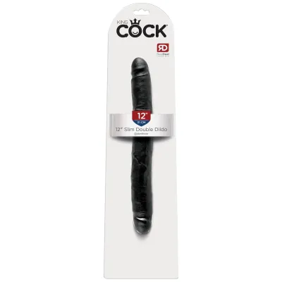 King Cock 12 Inch Slim Double Dildo Black