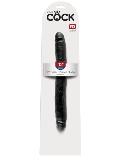 King Cock 12 Inch Slim Double Dildo Black