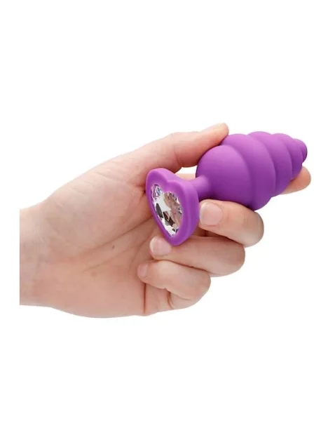 Extra Large Ribbed Diamond Heart Plug