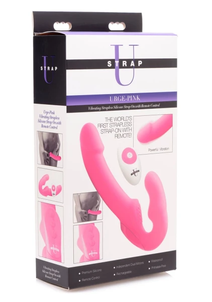 Urge Remote Controlled Vibrating Silicone Strapless Strap-On