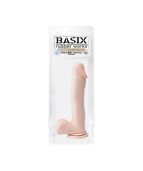 Basix Rubber Works 12 Inch Suction Cup Dong - Flesh