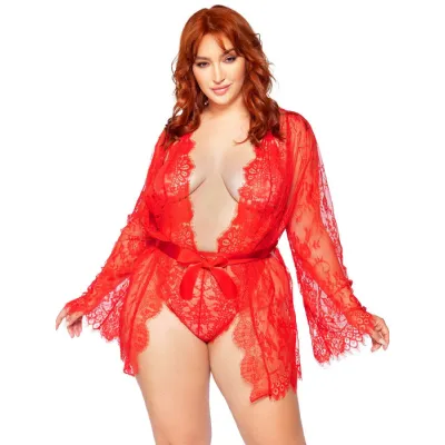Floral Lace Teddy and Robe Set Multiple Colors and Sizes Available