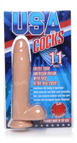 USA Cocks 11 Inches Ultra Real Dual Layer Suction Cup Dildo — image 6 of 8