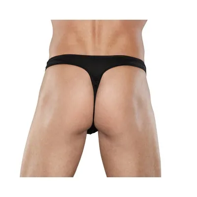 Male power zipper thong black l xl