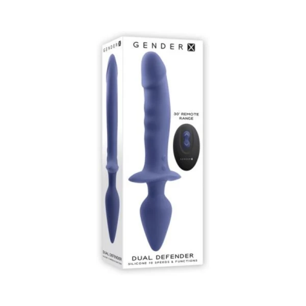 Butt Plugs: Gender X Dual Defender Rechargeable Silicone Dual End Vibrator With Remote Purple