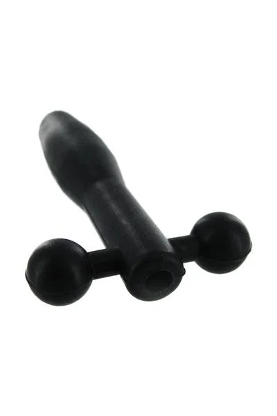 Silicone Cum Thru Barbell Penis Plug Black
