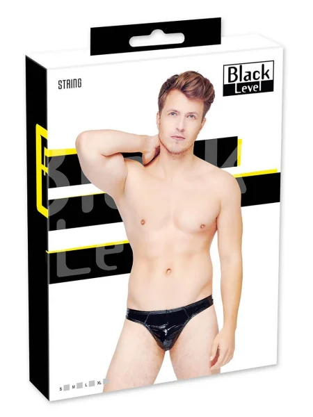 Black Level PVC Men's Thong