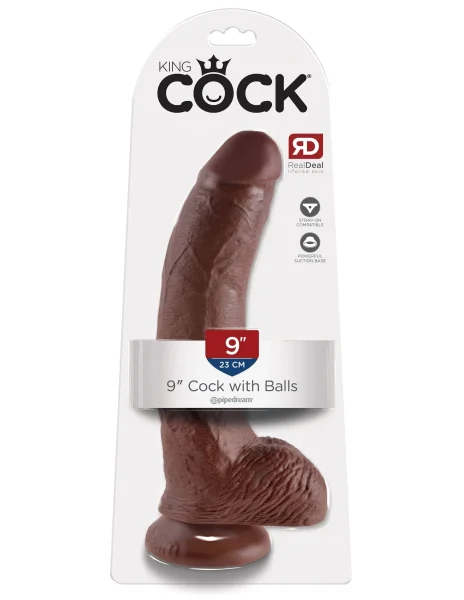 King Cock 9 Inch Cock with Balls Brown