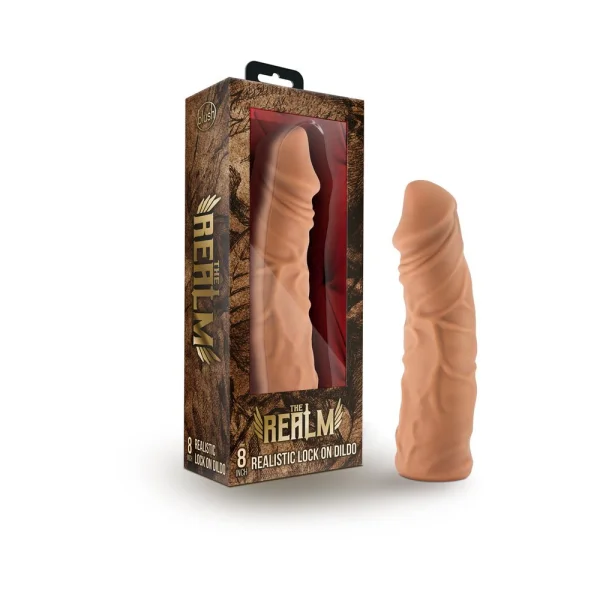 The Realm Realistic 8 Inches Lock On Dildo Mocha