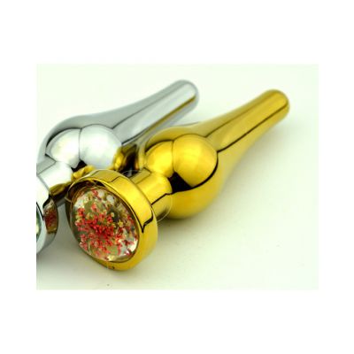 Flower Base Butt Plug Gold 3 9 Inch