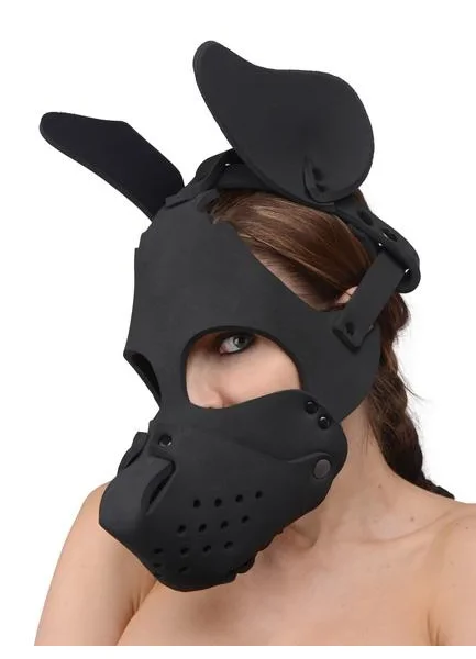 Neoprene Dog Hood With Removable Muzzle Black