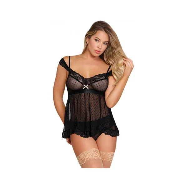 Magic Silk Passion Point Babydoll & Panty Set Black L/xl