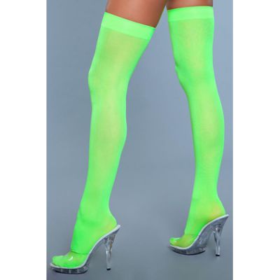 Thigh High Nylon Stockings Neon Green