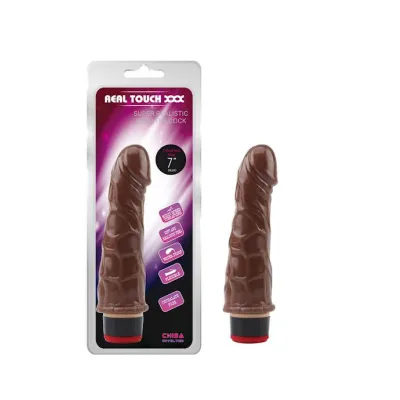 Real Touch Vibrating Cock Brown 7 Inch
