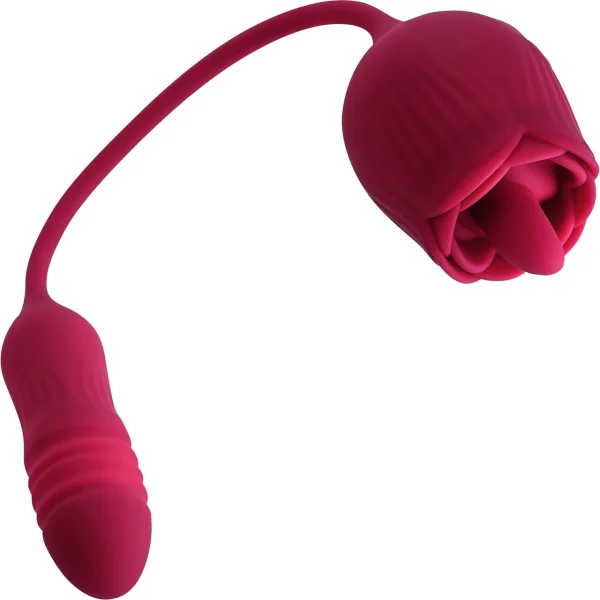 Wild Rose Rechargeable Silicone Dual Clitoral Stimulator By Evolved Novelties - Red