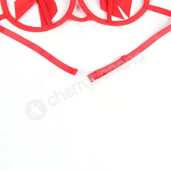 Cherry Banana Red Sexy Bow Underwire Bra & Panty Lingerie Set