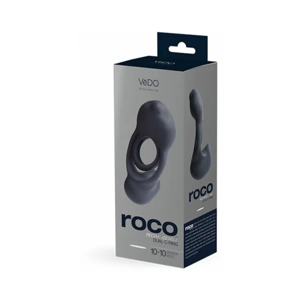 Vedo Roco Rechargeable Dual Motor Vibrating Ring - Just Black