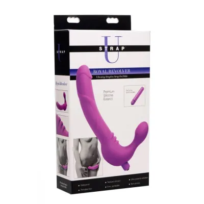 Royal Revolver Vibrating Strapless Strap on Dildo Purple