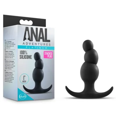 Blush Anal Adventures Platinum Black Stacked Plug