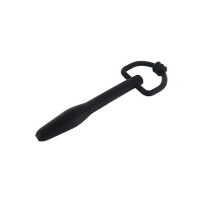 Silicone Cum thru D ring Penis Plug Black