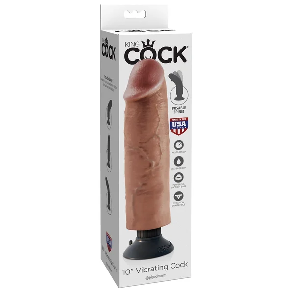 King Cock 10" Vibrating Cock - Tan — image 14 of 17