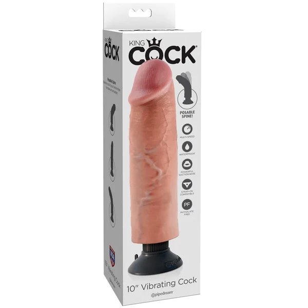 King Cock 10" Vibrating Cock - Flesh — image 9 of 12