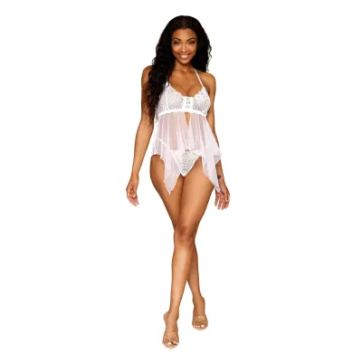 Babydoll and G String One Size White