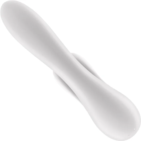 Satisfyer Double Flex Rechargeable Waterproof App Enabled 12-Function Rabbit Vibrator - White
