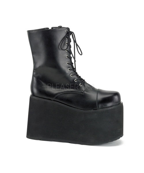 MONSTER-10 - Monster, Frankenstein Blk Pu Lace Up Front PF Ankle Boot, 5"